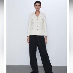 Zara ivory tweed blazer